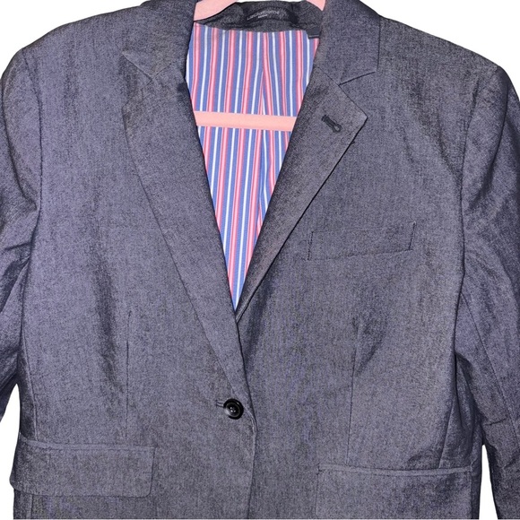 Liz Claiborne Denim Blazer with Red and Blue Striped Lining - Picture 2 of 9